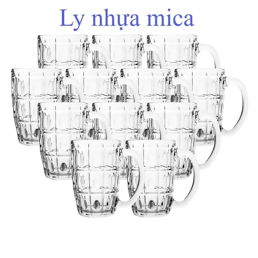 Combo 10 Ly nhựa Mica quai bầu lớn uống bia nước ngọt tiệc gia đình nhà hàng quán ăn chất lượng cao - Phương Trang