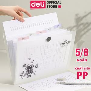Cặp Túi Đựng Tài Liệu A4 Deli - File Đựng Tài Liệu Hồ Sơ 8 Ngăn Túi Hồ Sơ Văn Phòng File Lưu Trữ Đa Năng Trong Suốt Cute