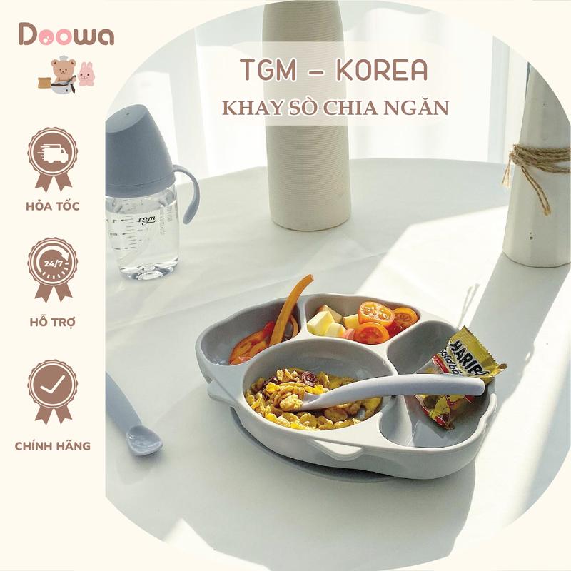 Khay Ăn Dặm Cho Bé Hình Sò TGM Silicone Seashell Suction Plate Chính Hãng Có Đế Hít Chống Lật Siêu Bám Dính