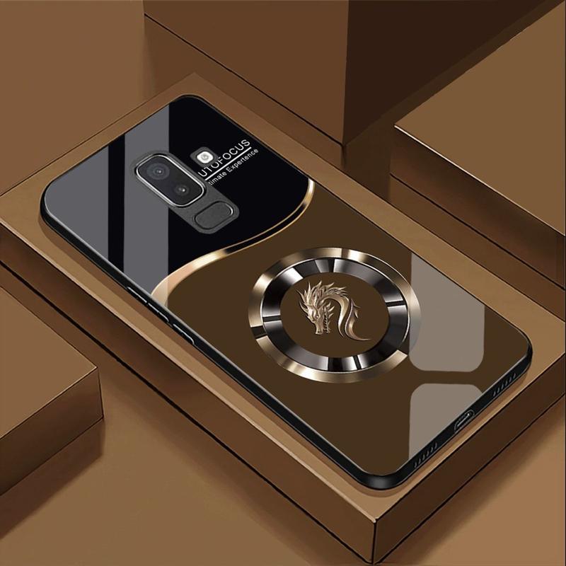 Ốp Lưng cho SAMSUNG GALAXY J8, A6 PLUS Mặt kính cường lực, cao cấp Họa tiết FOCUS RỒNG