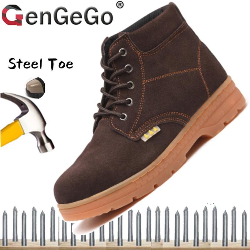 Brand GenGeGo( 3 Days Delivered COD)Men's Safety Shoes Work Shoes Men's Work Boots Steel Toe Shoes Puncture Outdoor Construction Safety Sneakers Men Steel Toe Work Safety Boots 9