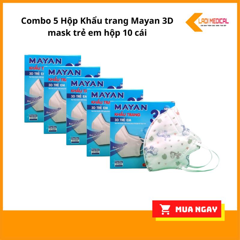 Combo 5 Hộp Khẩu trang Mayan 3D mask trẻ em hộp 10 cái