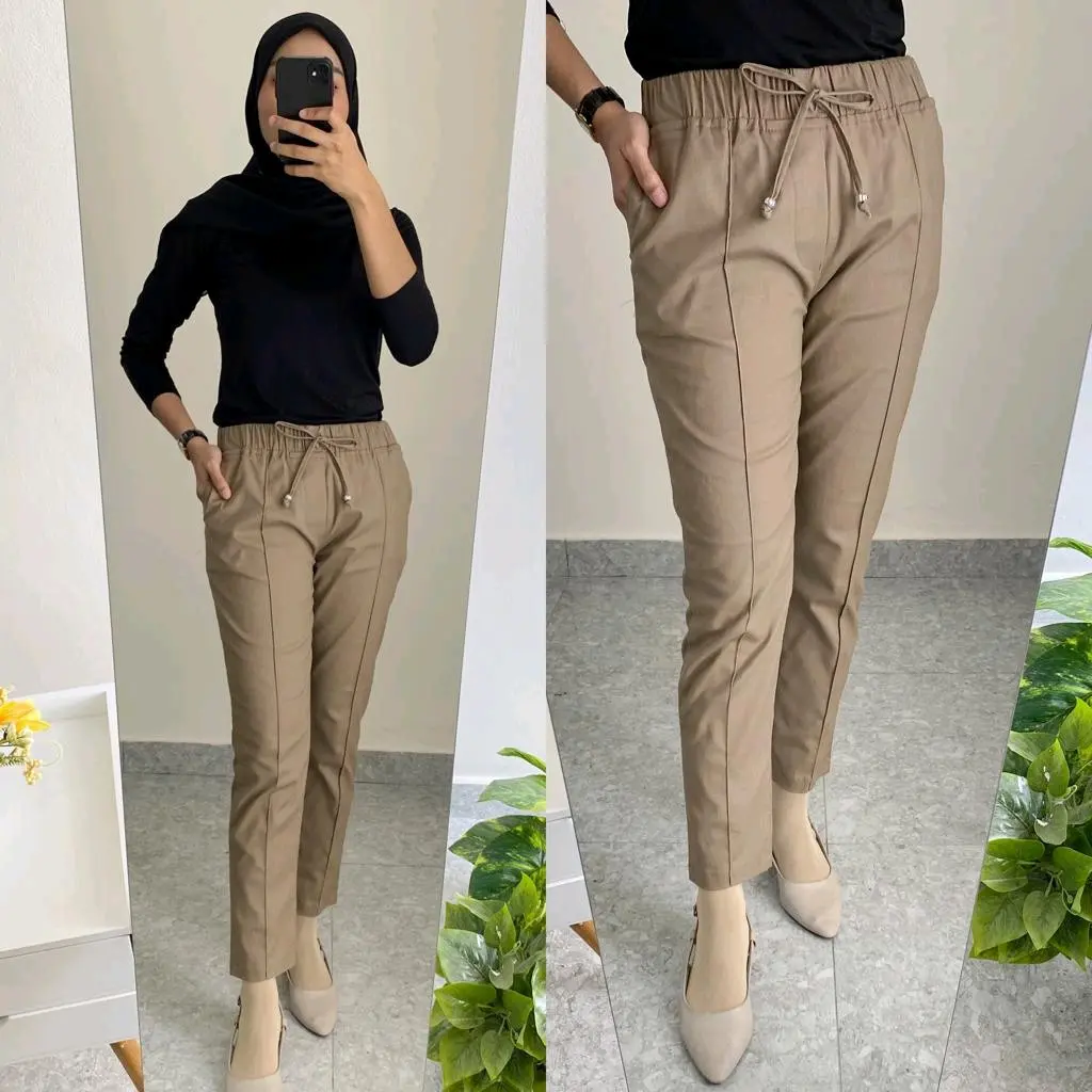BAGGY PANTS TWILL COMBAD (HALUS dan TEBAL) Pinggang Full Karet