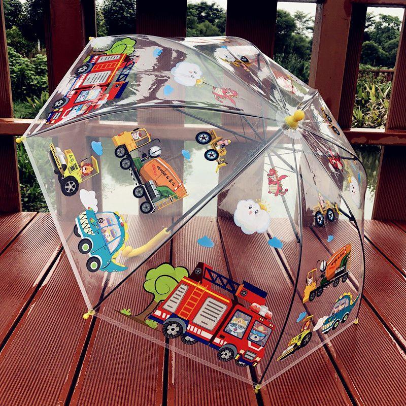 Product Introduction of New Fire Truck Engineering Team Transparent Children's Umbrella Kindergarten Creative Cute Cartoon Baby Student Boy Umbrella 4