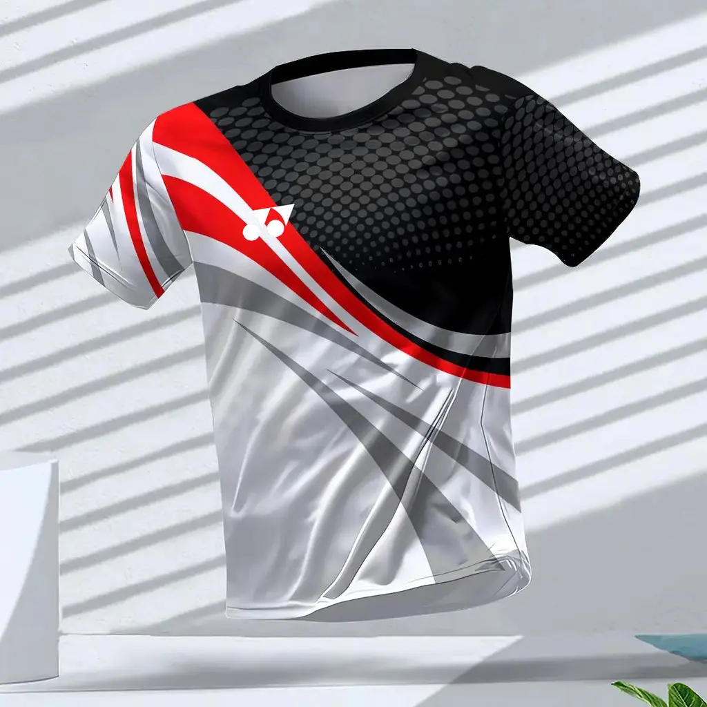 Trang Phục Cầu Lông Yonex, Áo Thun Nhanh Khô, ngắn Tay Thể Thao, Quần Áo Thể Thao Ngoài Trời, Thương Hiệu Mới, Áo Trên, Màu Đỏ / Trắng