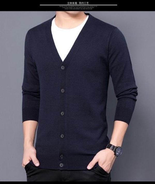 Product Introduction of Áo Khoác Cardigan Len Dệt Kim, Hàng Mới Về, Thích Hợp Cho Mùa Xuân Và Mùa Thu, Phong Cách Thường Ngày Màu Trơn Áo Len Mỏng Cho Nam, Thích Hợp Cho Nam Trung Niên Menswear 7
