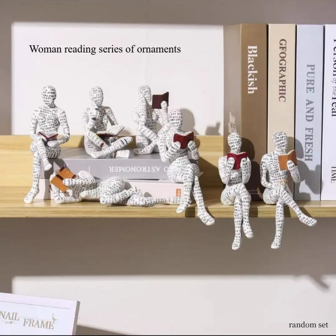 Reading Woman Figurine, 1 Set Creative Book Shelf Decoration, Book Shelf Ornament, Home Decor, Gift for Women, Party Favors