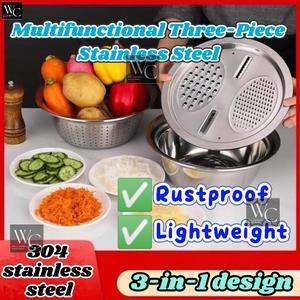 3IN1 Keluli Tahan Karat Alat Dapur Penyagat Pemotong Pemarut Penapis Sagat Parut Kerepek Pisang Nipis Bawang Timun Sayur Kentang Carrot Kobis Serba Guna Pelbagai Fungsi 304 Series Tahan Lama Stainless Steel