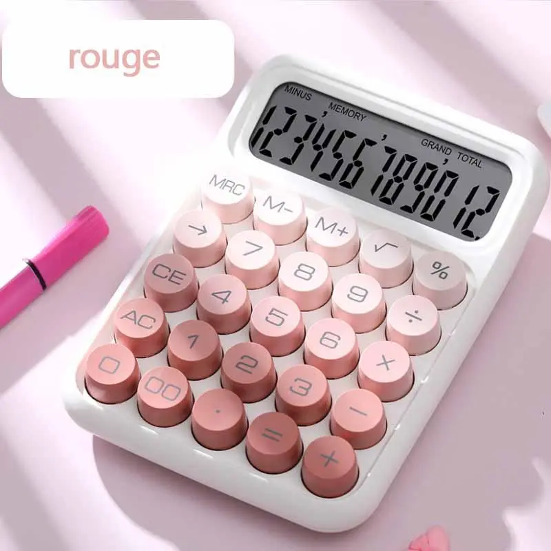 Portable Mini Calculator without Battery, 1 Count 12 Bit Desktop Calculator with Sensitive Button, Accounting Supplies for Office School 7