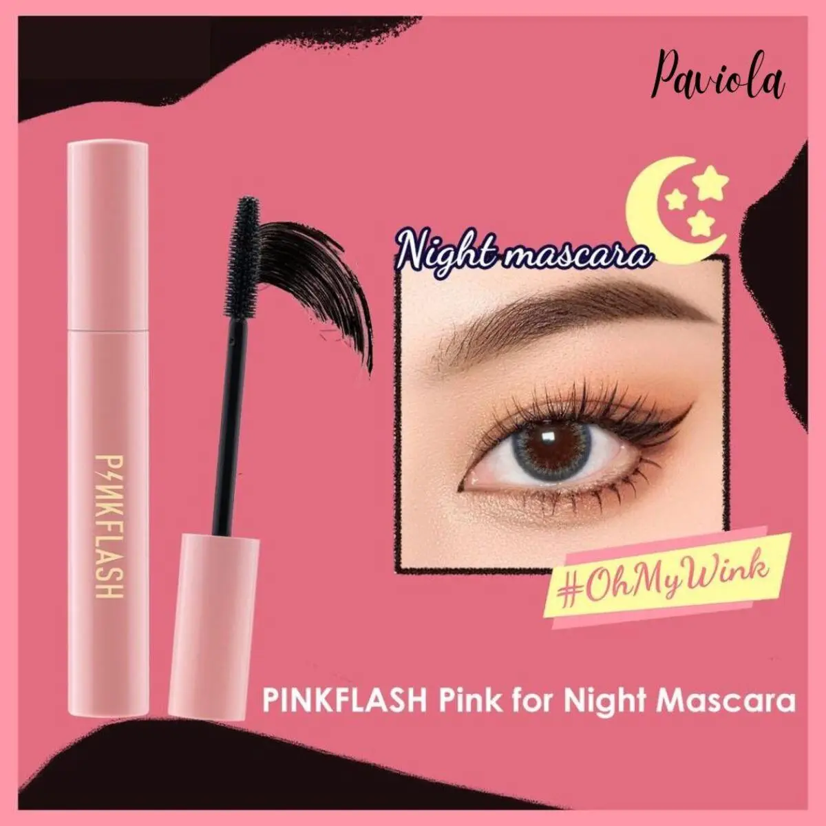 ⚡Paviola⚡ PINKFLASH Oilproof Mascara Curl | Skinny Mascara | Pf-E08 Oilproof Curl | Maskara Waterproof
