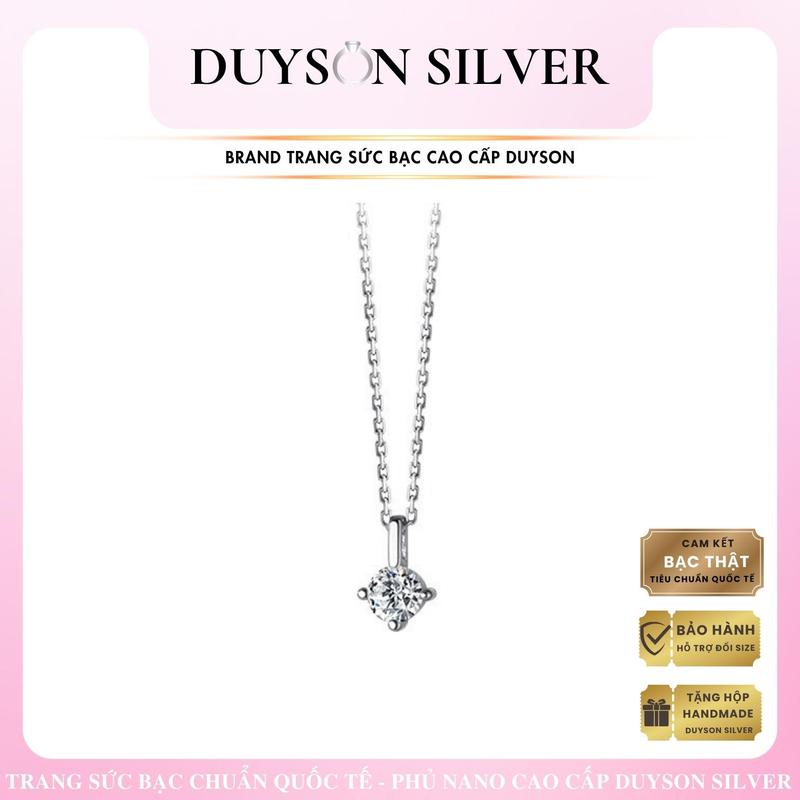 Dây chuyền bạc 925 DUYSON SILVER Vòng cổ nữ đính đá tròn đơn giản cá tính DCKX22