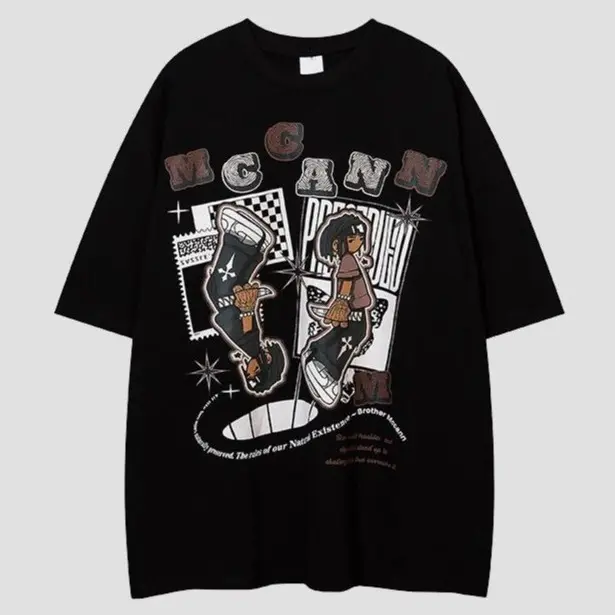 Áo Thun Tee Nam Tay Lỡ HappyTee Họa Tiết Hip Hop Trẻ Trung Năng Động MCCANN Cotton 100 Cao Cấp