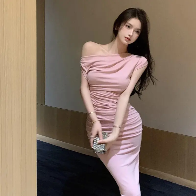 Một Mảnh Gợi Cảm Cho Nữ, Phong Cách Mỹ Dễ Thương Và Gợi Cảm, Thích Hợp Cho Mùa Thu Và Mùa Đông, Kiểu Trễ Vai, Túi Bó Sát Eo, Váy Dài Giữa Hông, Cô Gái Nóng Bỏng