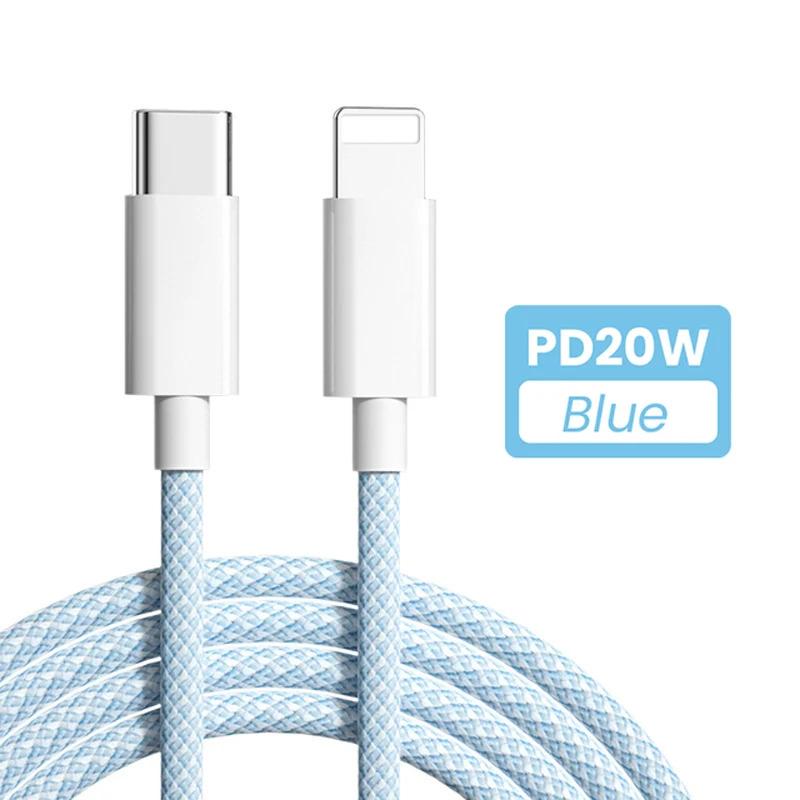 Cáp USB PD 20W, 4 màu có sẵn, Tương thích với iPhone 14, 13, 12, Pro Max, 11 và iPad mini, Sạc nhanh Type C, Cáp dữ liệu USB C, Có sẵn trong 1m và 2m chiều dài 6