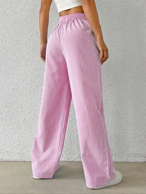 Women's Striped Print Straight Leg Pants, Casual Comfy Trousers for Daily Wear, Ladies Bottoms for All Seasons, Womenswear, Loungewear 1