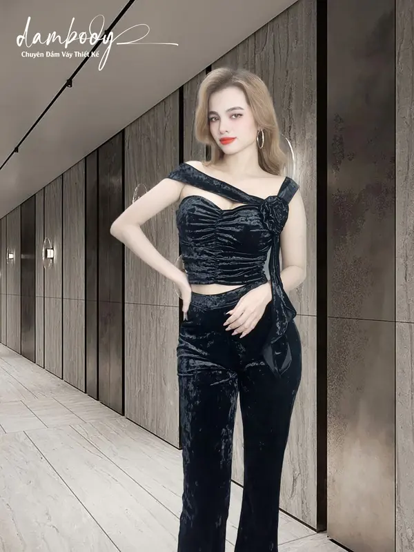 [dambody] Set Bộ Thời Trang Nữ Full Nhung | đồ  bộ  cherry  ngân  98 4