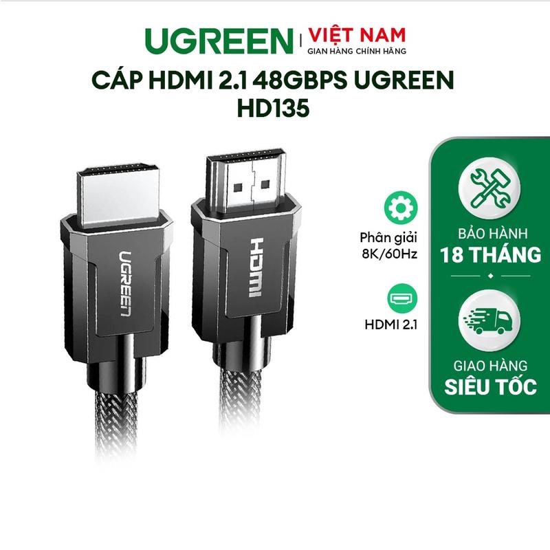 Cáp HDMI 2.1 48Gbps Ugreen HD135 Hỗ trợ phân giải 8K/60Hz | Sử dụng cho Xiaomi TV Box PS5 HUB USB | Truyền tải tín hiệu