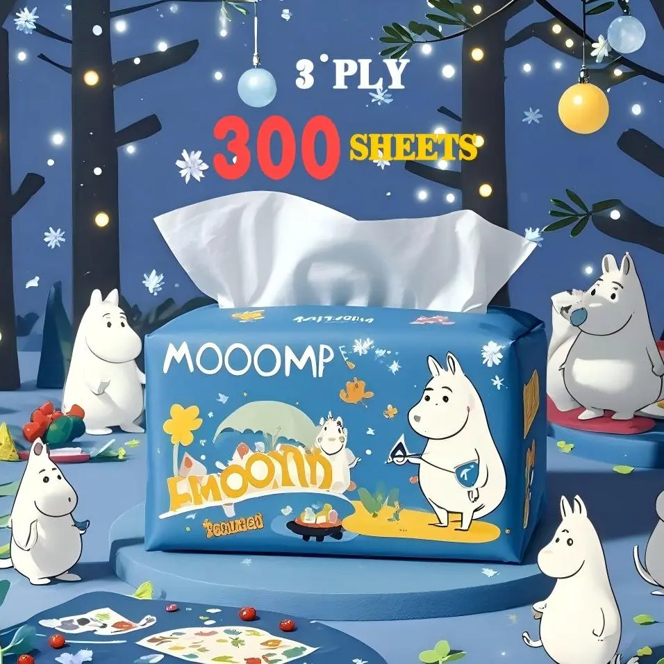 Giấy vệ sinh 300 miếng,1 túi6 gói, khăn giấy Moomin xách tay không thể thiếu trong cuộc sống của bạn, khăn giấy mềm mại vàthân thiện với làn da. Chất lượng cao và siêu thấm giúp cuộc sống gia đình thoải mái hơn. giay rut  khô khăn giấy khăn ướt lamy cuộn