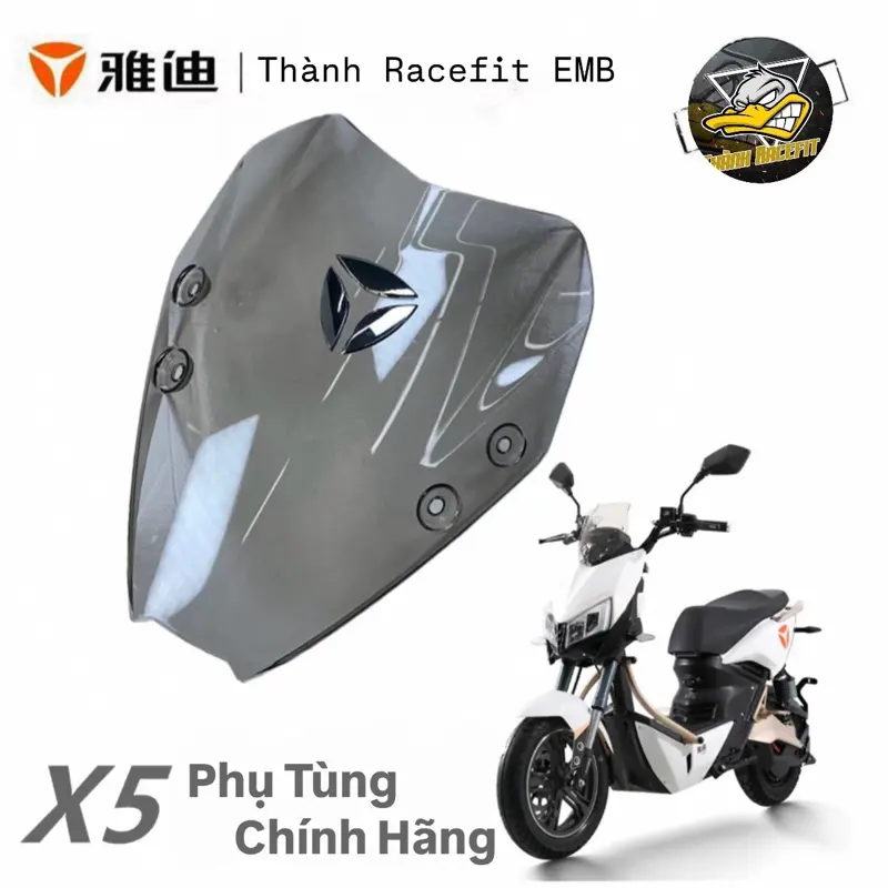 [Chính Hãng YADEA] Kính Chắn Gió Yadea X5 Màu Xám Khói Tặng Khách Logo 0