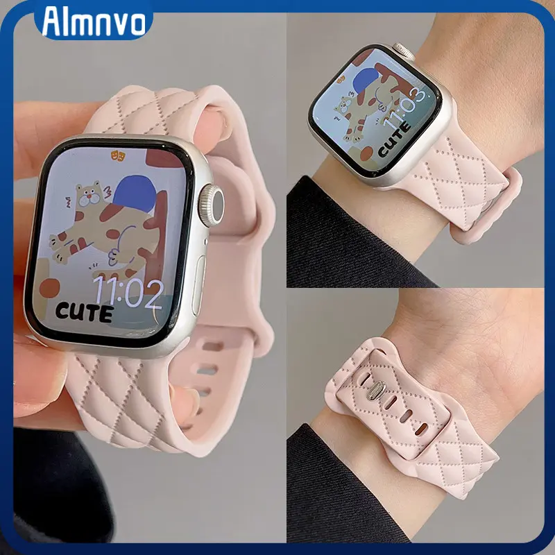 [Tali Jam] Rubber Band Strap for Iwatch Apple Watch Series 11 10 9 8 7 Se 6 5 4 3 2 1 Ultra 2 3/Ultra 49mm 46mm 45mm 41mm 42mm 40mm,Printing Silicone Adjustable Belt Wristband Accessories Tali Jam Tangan Smartwatch for I8 Pro Max T800 44mm 38mm 42mm Women