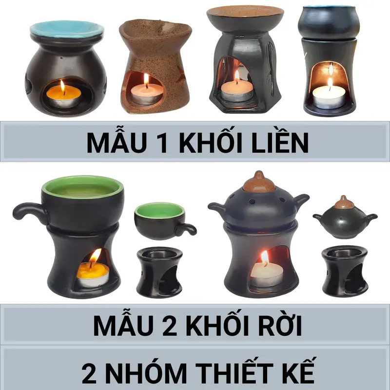 (Bảo hành bể vỡ) Đèn xông tinh dầu thơm đốt Nến (Nhiều Mẫu) khử mùi thơm phòng đuổi muỗi chất liệu gốm sứ Bát Tràng Việt Nam mã 25004 4