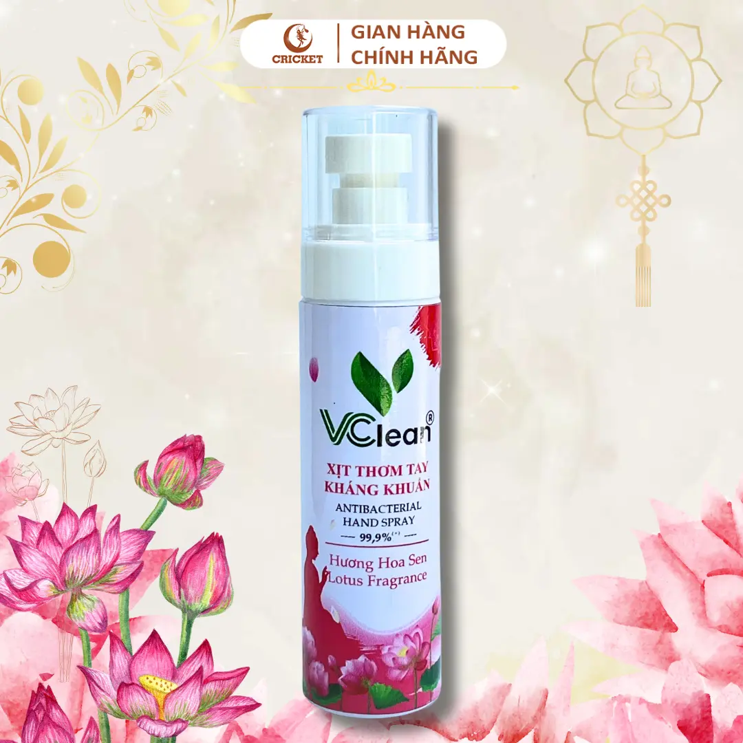 Xịt Thơm Tay Kháng Khuẩn Hương Hoa Sen 110ml - Nước rửa tay VClean