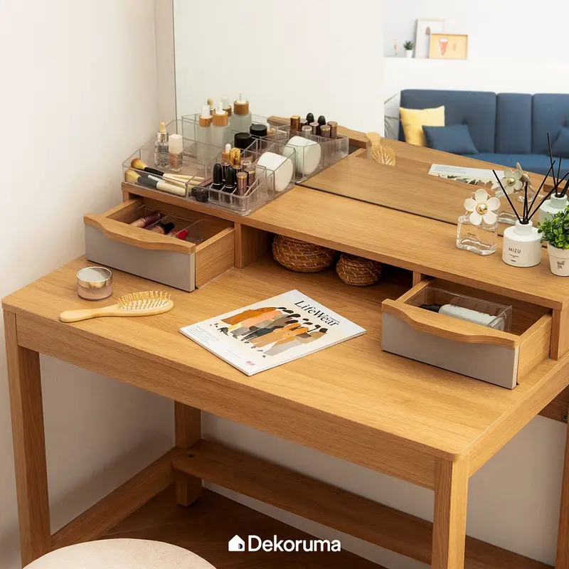 Dekoruma MITSU Meja Rias Minimalis dengan Kaca 3