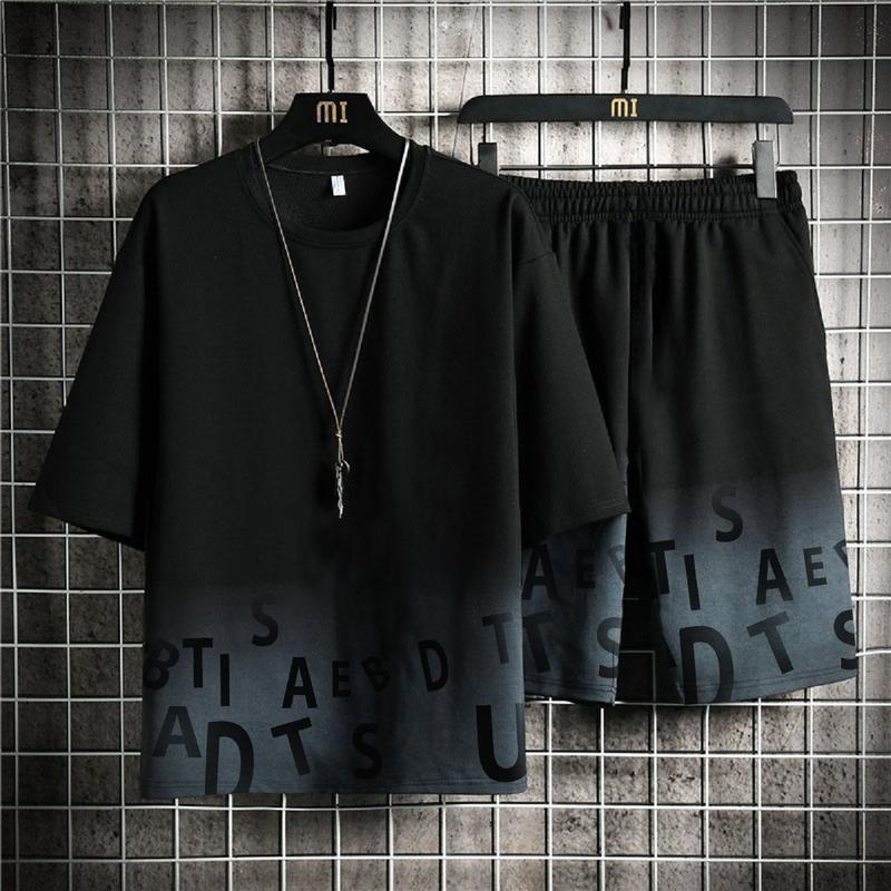 Bộ quần áo thể thao nam nữ thun lạnh co giãn thấm hút mồ hôi hoạ tiết Loang chữ Menswear