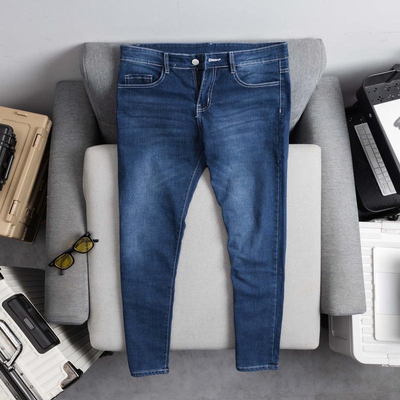 Quần Jean Nam Màu Xanh Trơn Cao Cấp Menswear Pants - Thiết Kế Ống Quần Ôm Hiện Đại