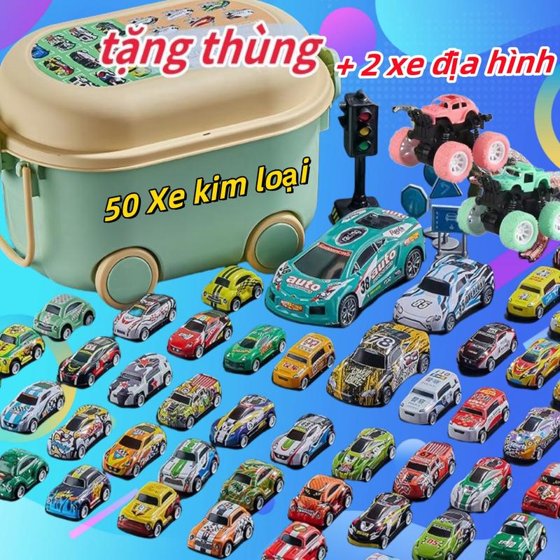 1thùng 50 ôtô kèm 2 xe địa hình to 1 thùng đựng xinh xắn cute chơi chạy đà cót kéo lùi chất liệu hợp kim cao cấp cho bé nhỏ nhắn xinh xắn tổng hợp nhiều loại  Đồ Chơi Toy