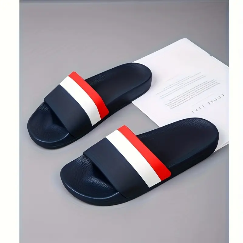 Unisex Trendy Color Block Open Toe Breathable Slippers, Comfy Non Slip Casual Durable Soft Sole Slides For Men & Women sandals  women huarache  sandals summer  slippers black  sandals Walking Shoes Footwear