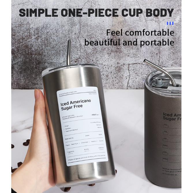 Tumbler Stainless Tahan Panas Dingin 1 liter Aesthetic DIY Free Sedotan Sticker Pembersih Mount 3