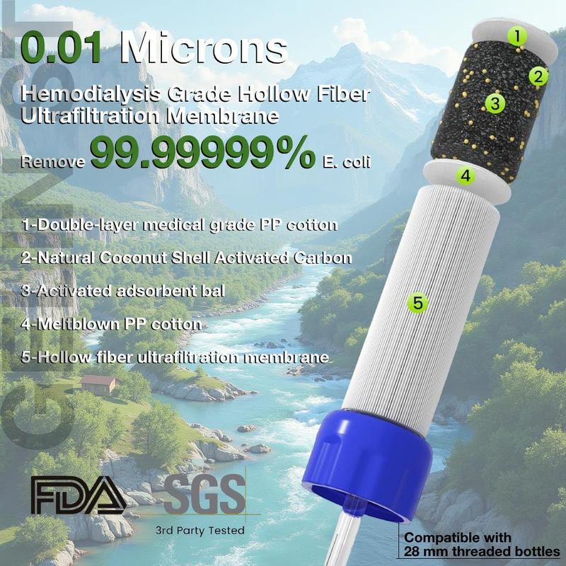 Outdoor Portable Water Filtering Straw, Compact Activated Carbon Water Filtering Straw for Hiking Camping Travel Fishing Mountaineering, Outdoor Water Filter, Hiking Essentials 6