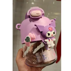 Botol Minum Sanrio FREE STIKER LUCU Tempat Minum Motif Cinnnamoroll Kuromi Melody JUMBO Tali -2309