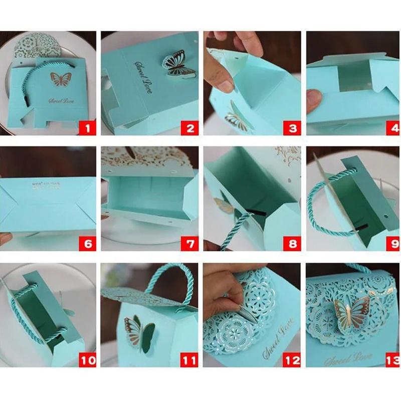 Product Introduction of Packaging Bags Multicolor Cutout Butterfly Candy Box with Handle Paper Box Chocolate Party Gift Bag Large Capacity Wedding Gift Packaging Box Birthday Party Gift 11