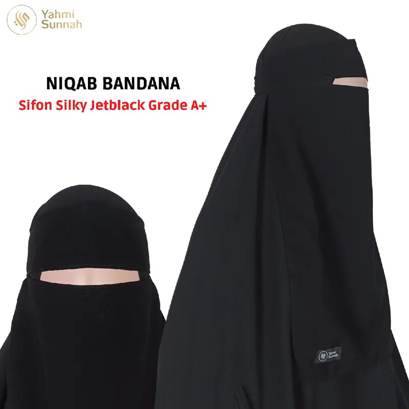 Niqab Bandana Sifon Jetblack Premium Grade A+ Bisa COD Hitam Panjang 1