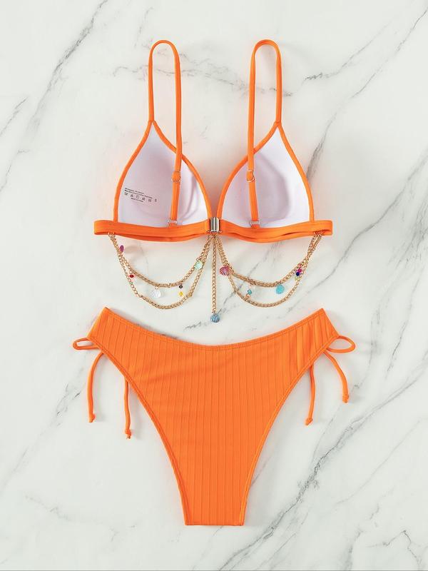 Women's Plain   Bikini Set, Casual Fashion Chic Swimsuit Set for Beach Holiday Vacation, Ladies Swimwear for All Seasons 1