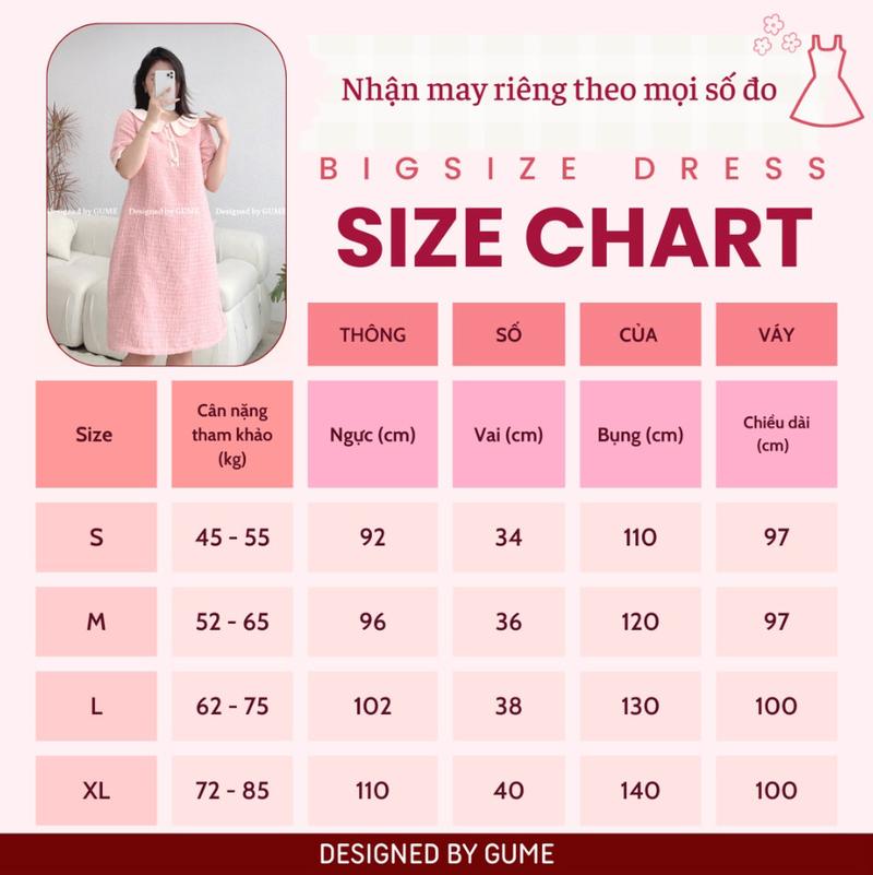 Product Introduction of Váy bigsize thiết kế Gume Váy bầu đẹp Dáng babydoll Cổ V Sườn Thiên Tay Bo Chất Vải Thô Cotton Mát Mẻ Mềm Mịn Mặc Đi Làm đi chơi MB208 10
