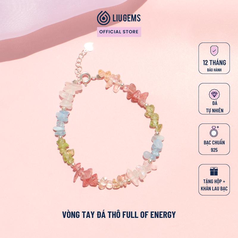 Vòng Tay Đá Thô Tự Nhiên Full Of Energy Liugems Mix Charm Bạc 925 Cho Nữ Mang Năng Lượng Ngũ Hành Tràn Đầy Sức Sống Trẻ Trung Năng Động VTDT02 Mua một tặng một hộp đựng trang sức + một khăn lau bạc miễn phí