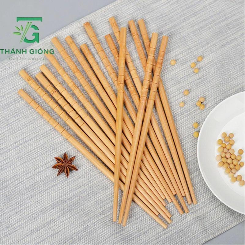 Đũa Tre Tự Nhiên Thánh Gióng Hộp 10 Đôi - Đũa Đốt Tre, Đốt Trúc Thánh Gióng - Chất Liệu Tre Già Kháng Khuẩn Kháng Mốc Không Sơn Không Hóa Chất,Thân Thiện Môi Trường