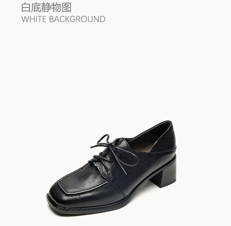 Product Introduction of Leather women's shoes fashion matching single shoes thick heel loafers inside and outside the full head layer of sheepskin Footwear Girl Comfort Closed Active 21
