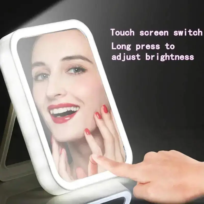 Portable Square Mirror with Led Light, Self Standing Makeup Mirror, Desktop Mirror, Room Mirror for Home, Modern Makeup Mirror, Vanity Mirror, Durable 4