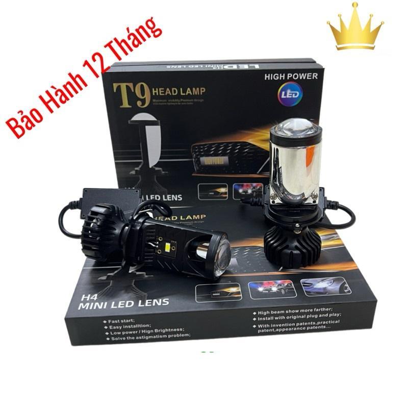Đèn Pha LED Bi Cầu Mini T9 Hộp Đen 2024 Chân H4 Lắp Ô tô Xe Máy ,BH 12 Tháng giá 1 bóng Phụ Tùng