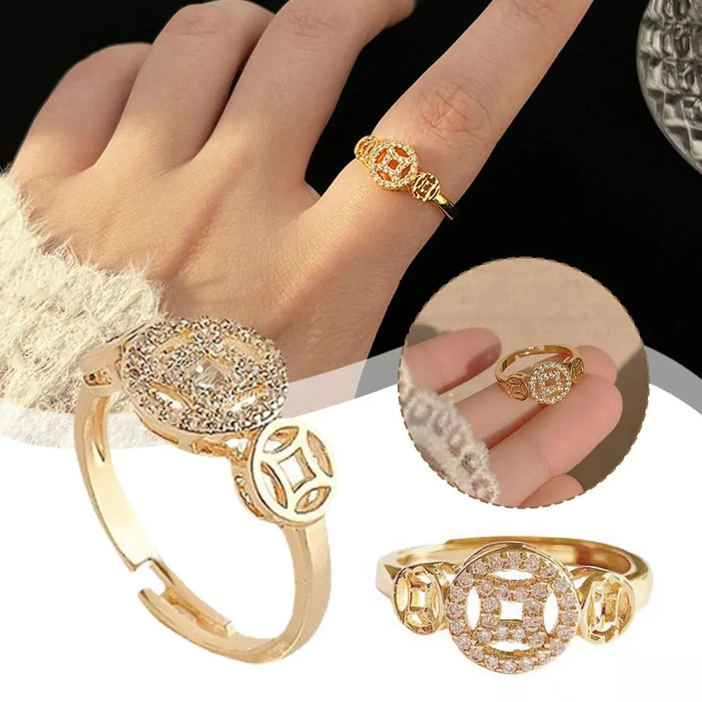 Stainless Money Ring with Catcher Coin Box Your Lucky Charm for Wealth Health 96 characters P5O3