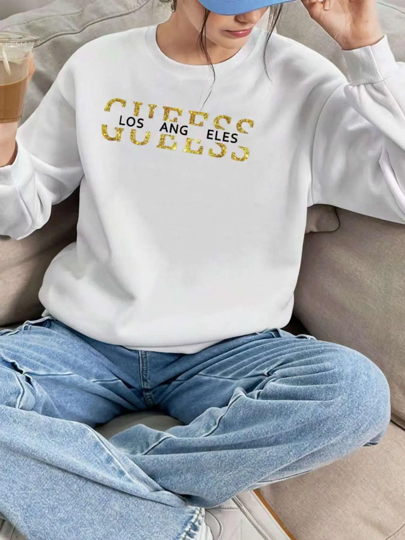 Women's Letter Print Round Neck Sweatshirt, Casual  Trendy Long Sleeve Crew Neck Pullover for Fall & Winter, Women's Clothes for Daily Wear