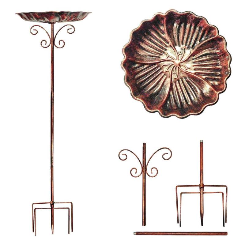 Product Introduction of Bird Bath Bowl with Prongs Base Stake Iron Birdbath for Outside Balcony Yard 1