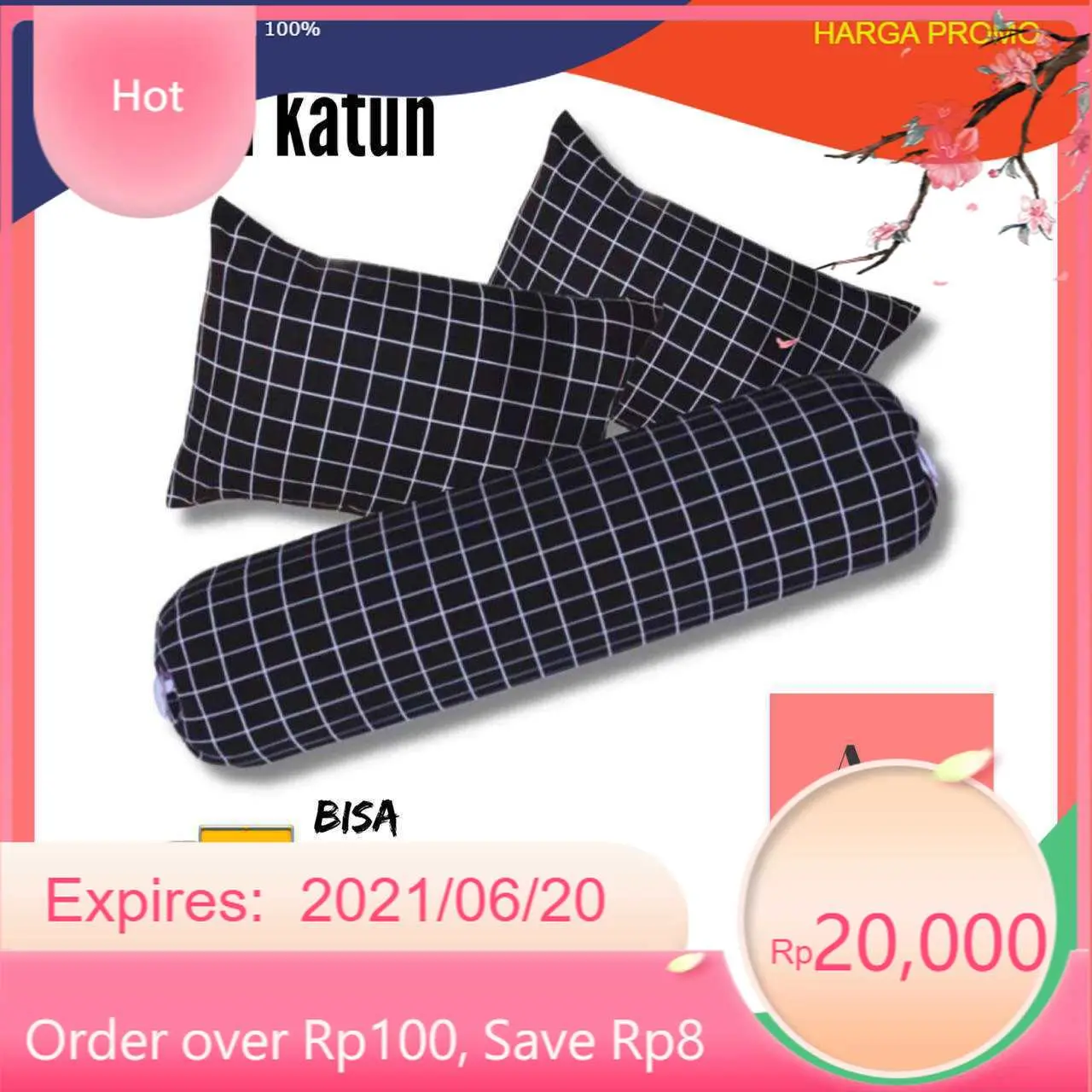 Paket 1 Set Bantal Guling  Setara Bantal Tidur Hotel Silicon / Bantal Motif Kotak Bayar Ditempat