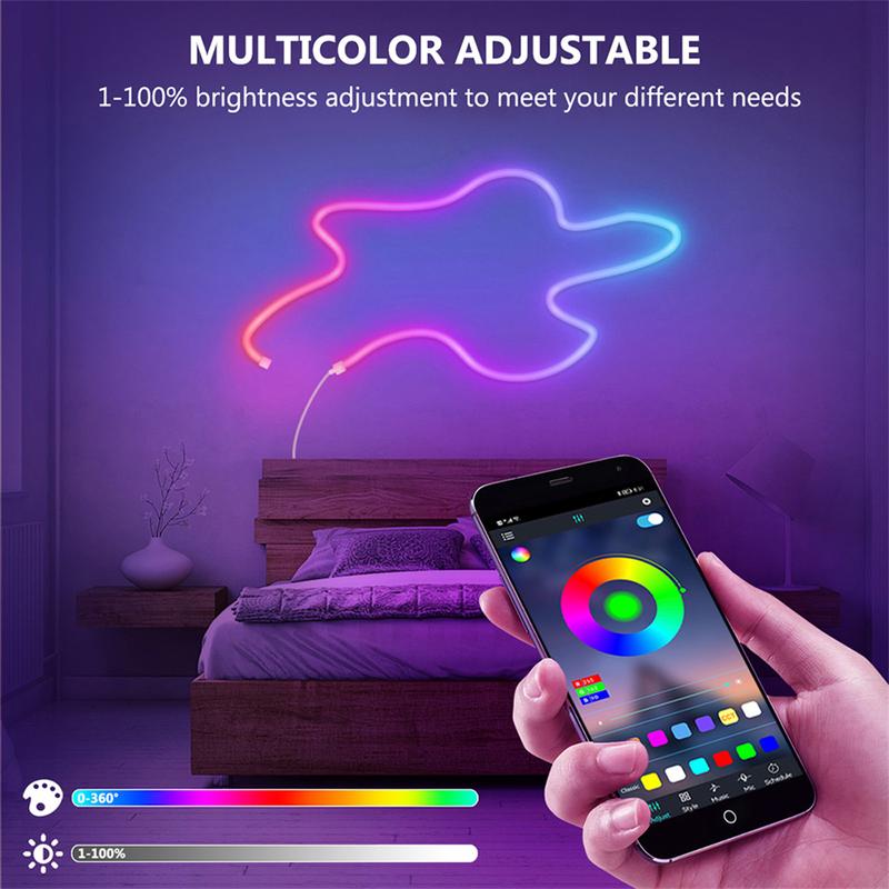 Product Introduction of Lampu Neon Flex Running RGB 3 Meter Remote Led Strip Bluetooth USB Kamar Tidur Hias lampu  running aesthetic 36