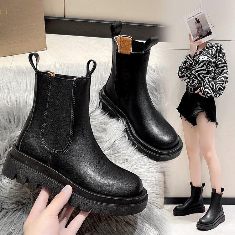 Bốt nữ ulzang cổ chun siêu mềm Shoes GiàY Boot Cổ Cao