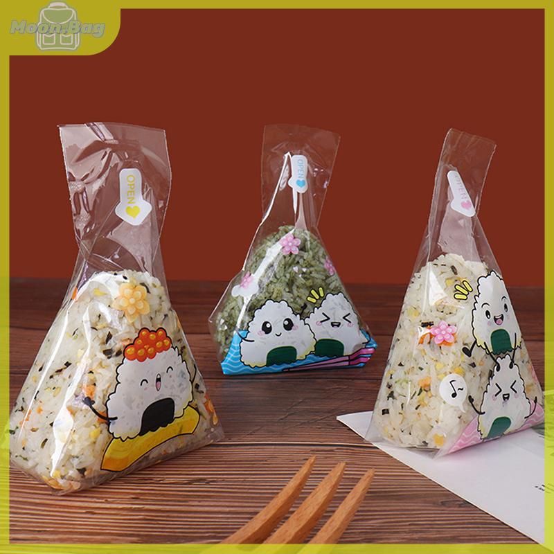 Túi Đóng Gói Cơm Nắm Hình Tam Giác Hoạt Hình Dễ Thương, 100 Chiếc, Túi Khuôn Sushi Rong Biển, Phụ Kiện Bento Sushi, Túi Sushi Cơm Nắm Rong Biển